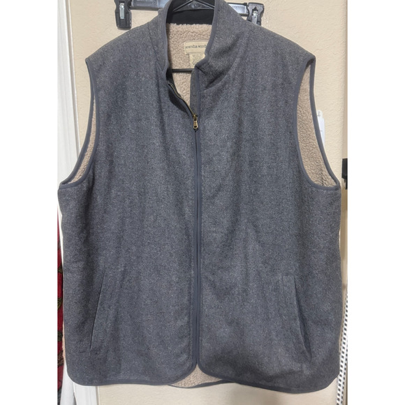 Scandia Woods Grey Wool Fleece Lined Utility Vest Mens XL sherpa full zip - Picture 1 of 5